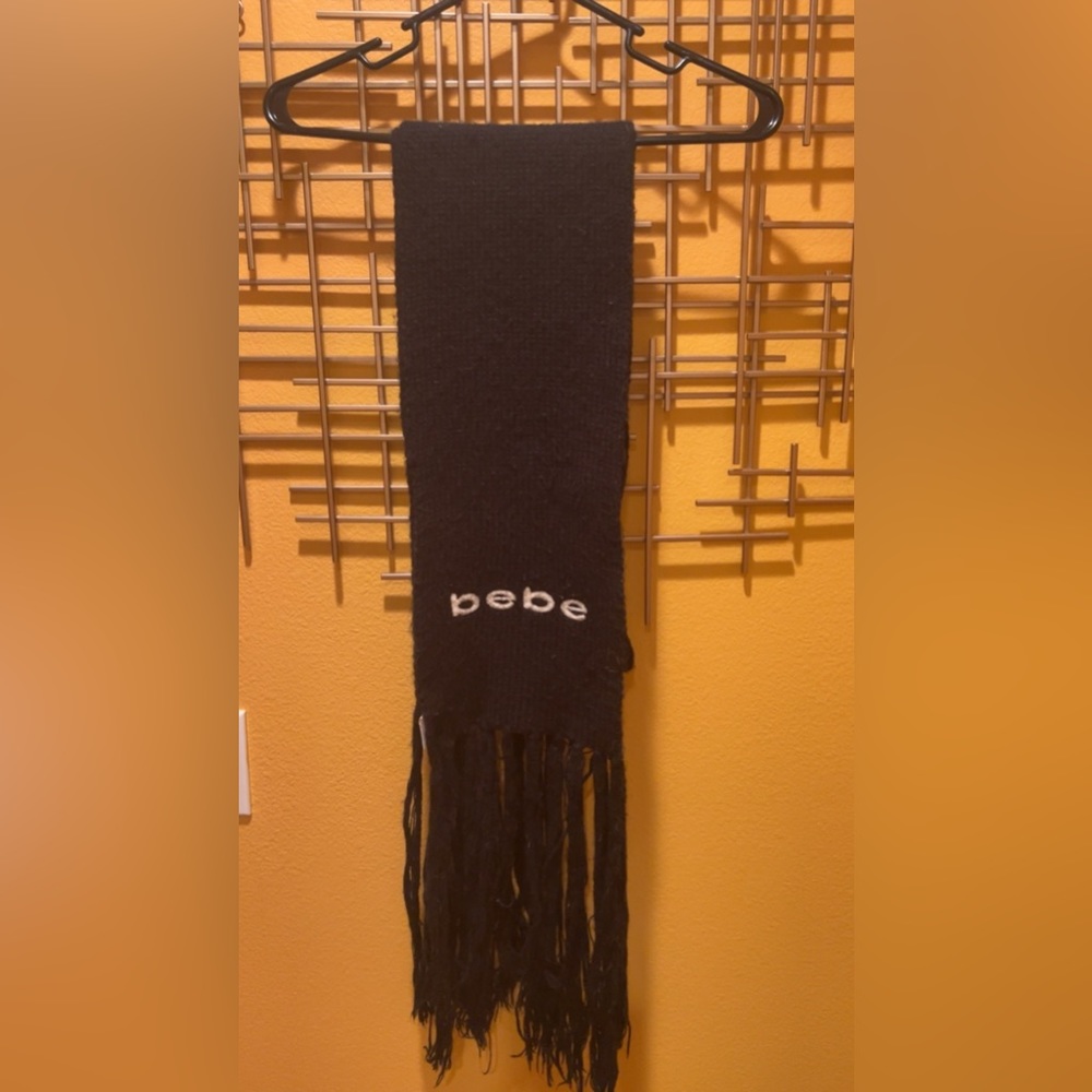 Bebe | Women’s Scarf Black With Fringe